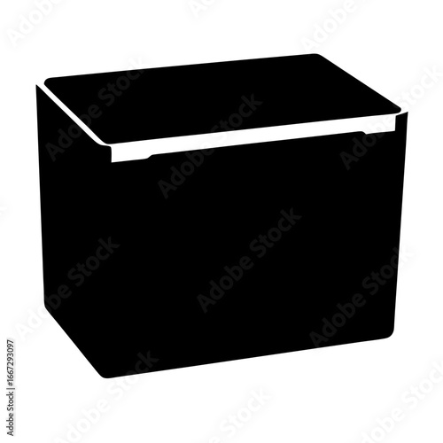 Graphic representation of a black rectangular box with a white stripe