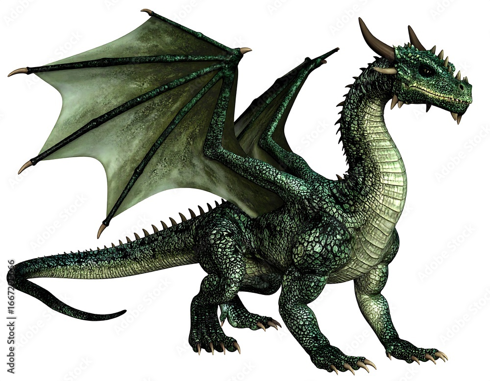 Obraz premium Green dragon profile view