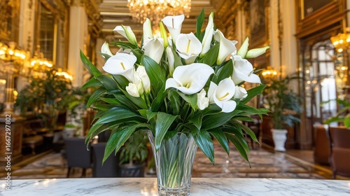 White Calla lilies in grand hall