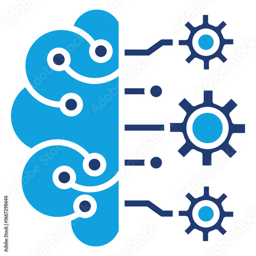 Machine Learning Flat Blue Icon