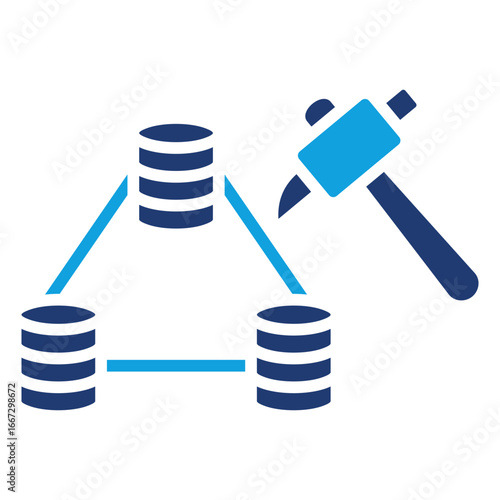 Data Mining Flat Blue Icon