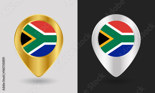 Gold and Silver South Africa Flag Map Pin Icon Free Download Gold and Silver South Africa Flag Map Pin Icon - GFXLoad