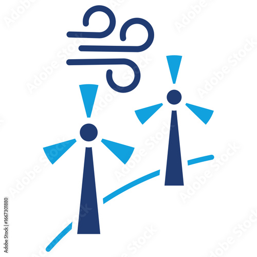 Wind Turbines Flat Blue Icon