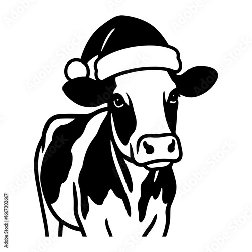 Cow with Santa Hat
