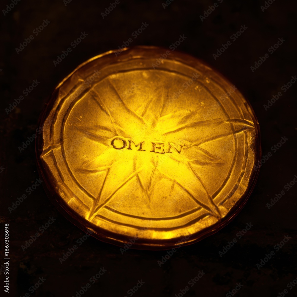 Fototapeta premium Illuminated golden amulet