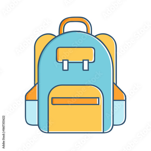 Stylized blue and yellow backpack with a modern and minimalist design