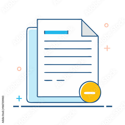Document removal icon representing deletion of files or data entry process