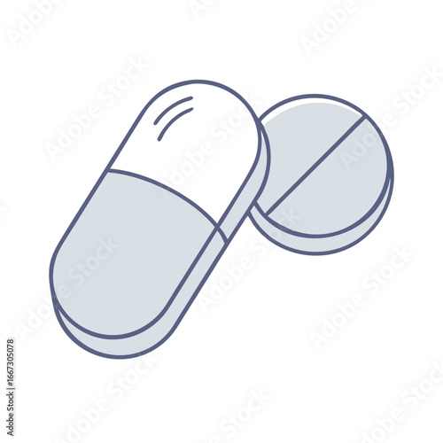 Pills and tablets, a medical illustration for healthcare concepts and treatments