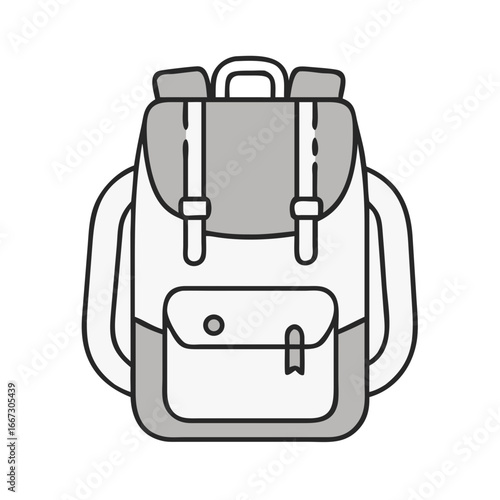 Gray and White Backpack with Shoulder Straps for School or Hiking