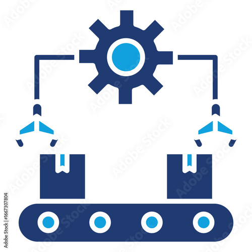 Robot-Human Interaction Flat Blue Icon