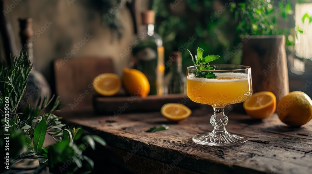 Fototapeta premium Cocktail lifestyle design composition inspiration rustic modern stylish decorative bold aesthetic minimal functional artistic refreshing organic natural vibrant