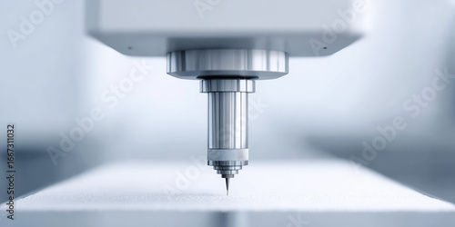 Wallpaper Mural A close-up view of a CNC machine bit positioned above a surface, ready for precision work. Industrial technology, precision machinery Torontodigital.ca