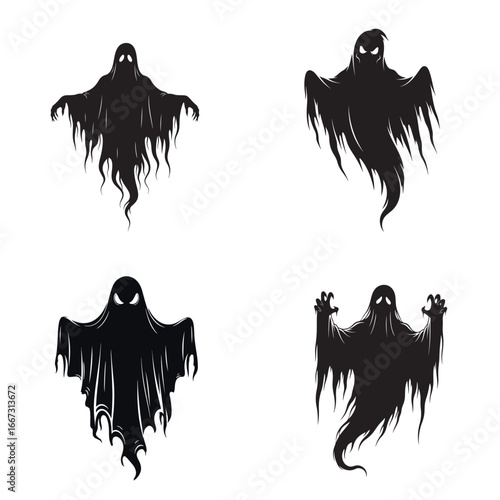 a dark, mysterious ghostly apparition, a spooky, eerie spirit, a haunting, supernatural entity, an ominous, foreboding presence

