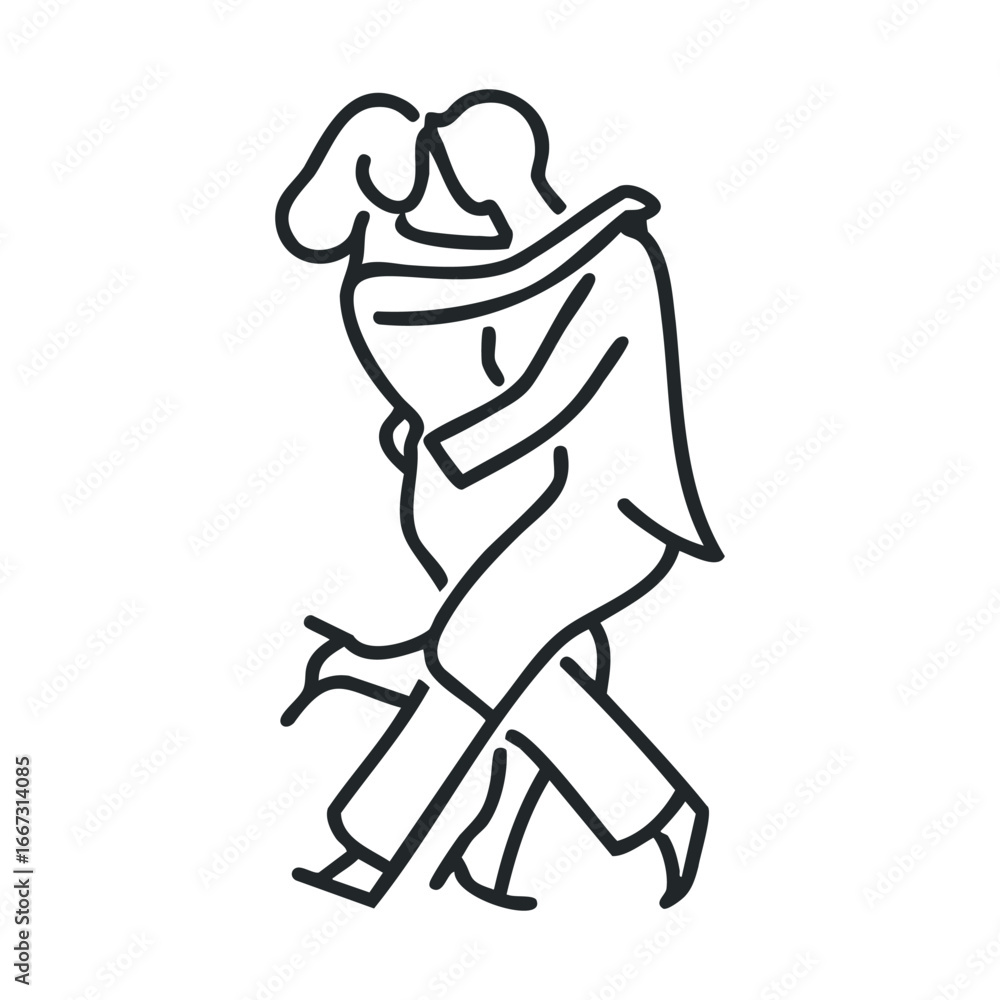 Fototapeta premium Couple embracing in a joyful dance celebration moment