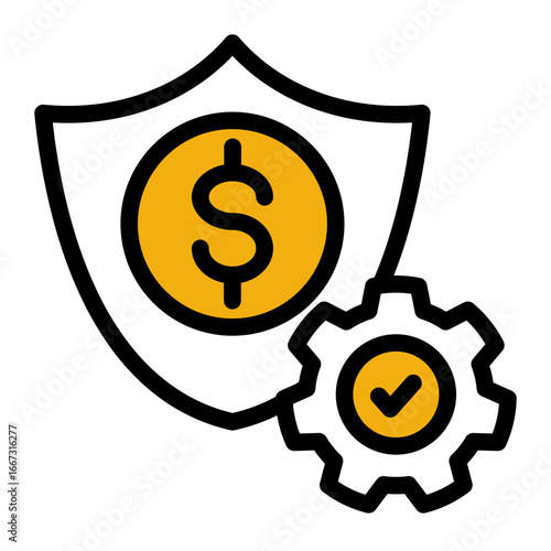 Financial Stability Protection Assessment icon from the Financial Projection icon collection (Outline Color Lineal Style)