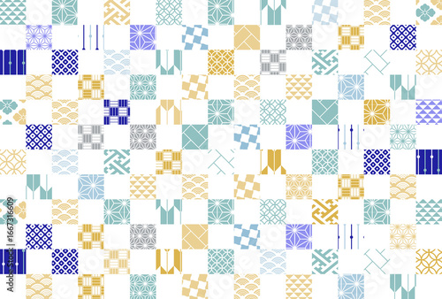 冬の季節の彩り和柄背景イラスト