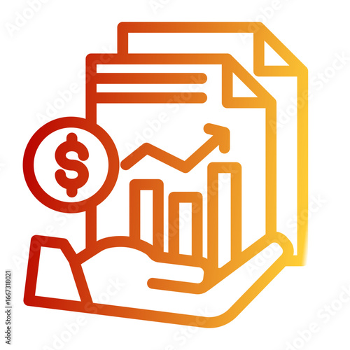Revenue Profit Growth Earnings icon from the Financial Projection icon collection (Outline Gradient Style)