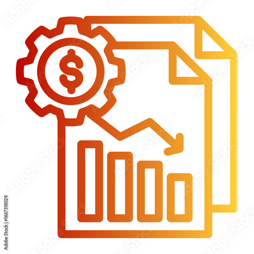 Asset Value Reduction Loss icon from the Financial Projection icon collection (Outline Gradient Style)