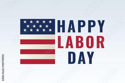 simple american flag happy labor day poster