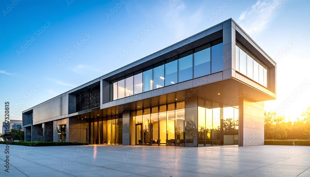 Obraz premium Modern office building at sunset