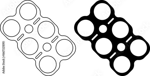 six pack rings or six pack yokes icon set