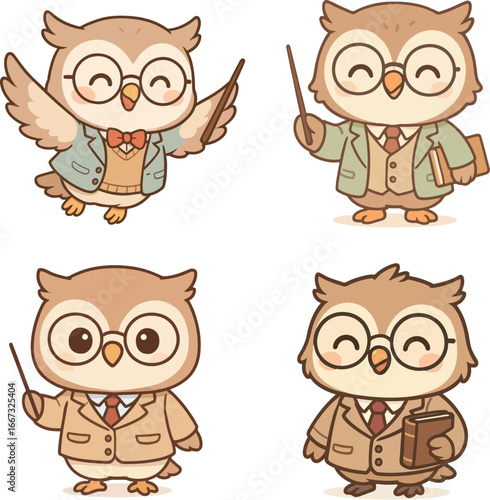 An owl in a formal suit like a professor vector