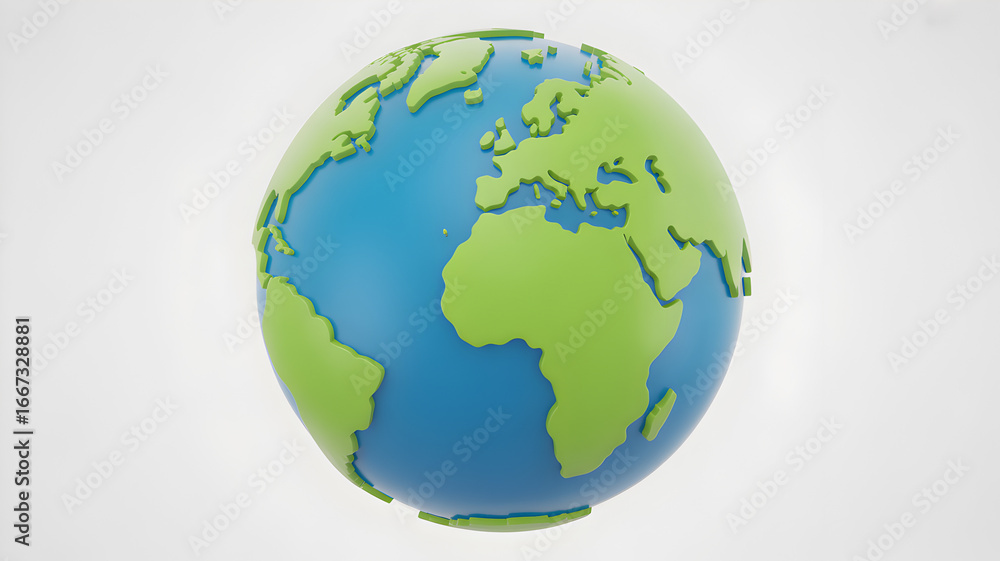 Stylized 3D Earth Globe Illustration world planet Stylized 3D Earth Globe Illustration world planet