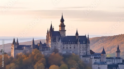 Wallpaper Mural Fairytale Castle at Sunrise: Hohenzollern's Majestic Autumn Glory Torontodigital.ca