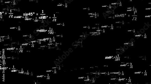 Mathematics Equations Flying on Solid Color Background. Zooming Math Formula Motion Graphic Loop. Flying algebra, geometry, physics, and calculus equations create a dynamic academic motion graphic.