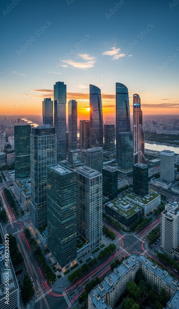 Fototapeta premium Städtische Skyline bei klarer Luft