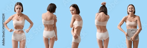 Set of young skinny woman o...