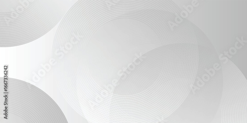 A minimalist abstract background featuring overlapping curves and circular shapes in various shades of gray, creating a smooth gradient and subtle depth