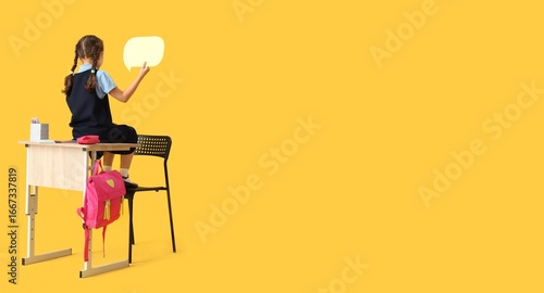 Schoolgirl holding blank sp...