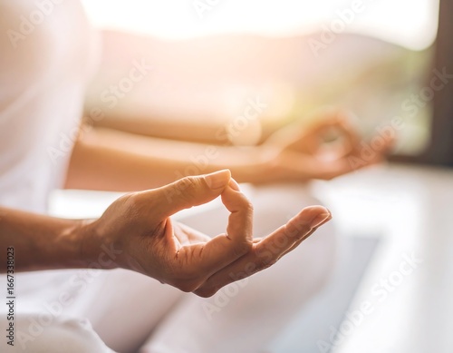 Wallpaper Mural Person in yoga pose, hands in mudra Torontodigital.ca