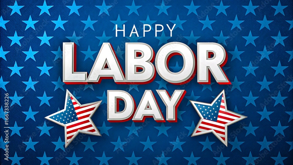 Obraz premium Happy labor day celebration with stars on blue background