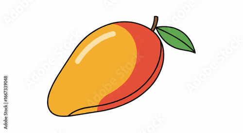 Vibrant Vector Art of a Ripe and Juicy Mango Fruit on White Background