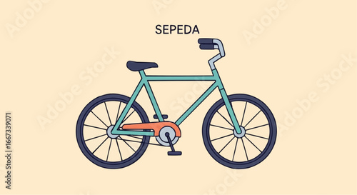 A vintage-style teal bicycle with orange accents, perfect for city commutes and leisurely rides