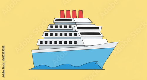 Cruise Ship Illustration A Vector Graphic for Travel, Tourism, and Vacation Themes