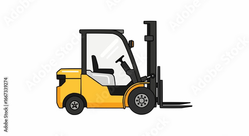 Yellow Forklift Truck illustration, heavy machinery for lifting and moving goods, industrial vehicle graphic