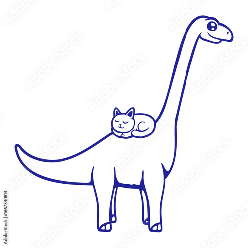Cat Brachiosaurus Long Neck Dinosaur Pet Sleeping Kitten