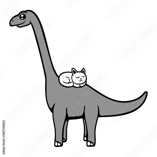 Cat Brachiosaurus Long Neck Dinosaur Pet Sleeping Kitten