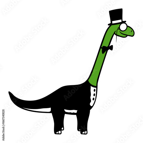 Brachiosaurus Sir Gentleman Mr. rich Monocle Glasses Top Hat