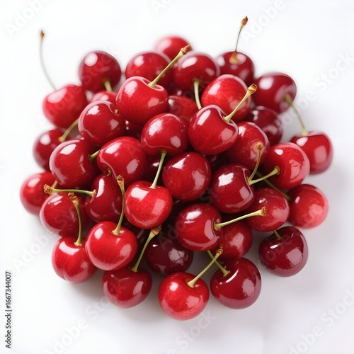 Wallpaper Mural cherries on a white background, Heap of Fresh Red Cherries Torontodigital.ca