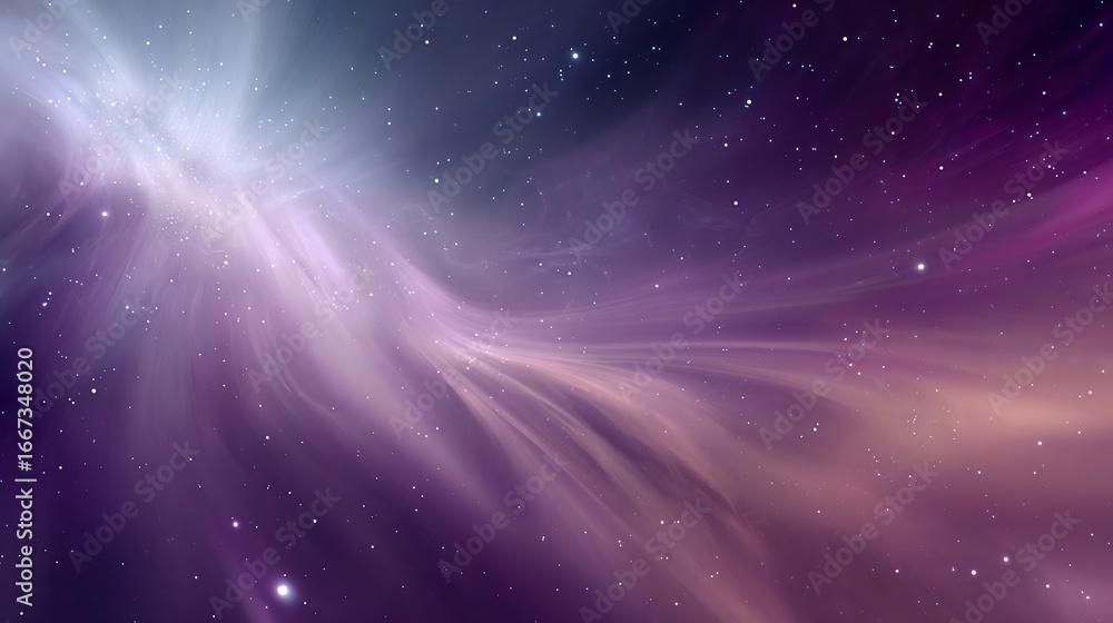 Obraz premium Ethereal galactic nebula, purple and white swirling light with scattered stars