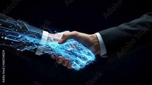 Digital Handshake: Technology Business Partnership Agreement Concept