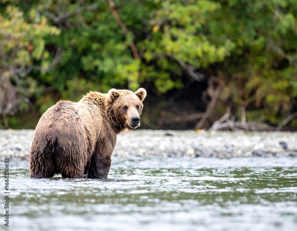 Obraz premium Grizzly bear in river