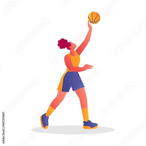 Basketball player shooting the ball, sports action illustration.
