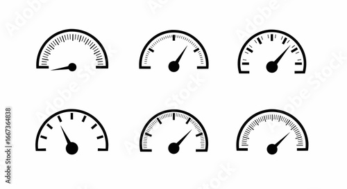 Set of Speedometer Icons Vector Illustration for Performance Tracking