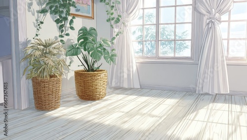 Cozy room with plants by a sunny window