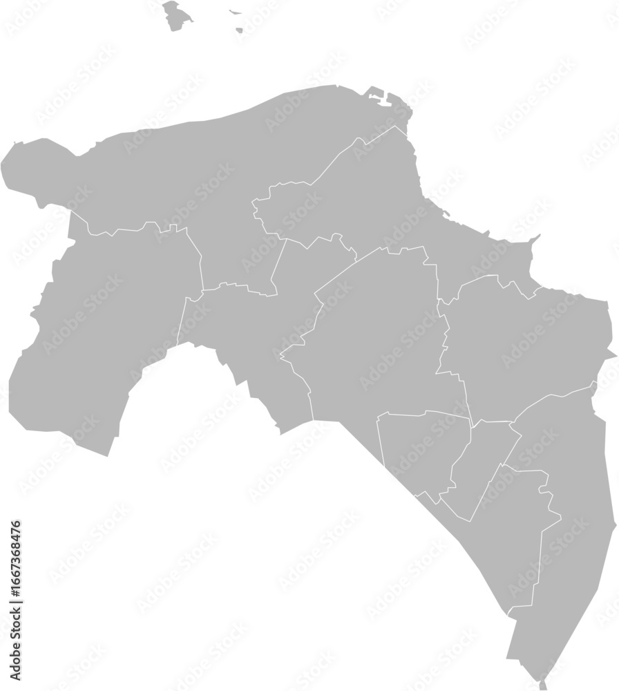 Fototapeta premium Groningen, Netherlands – administrative vector map with municipality boundaries (Oblique stereographic projection, PPT-compatible & fully editable)